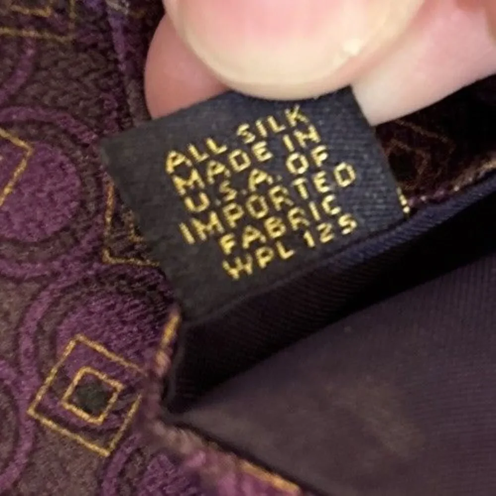 VTG Chaps Ralph Lauren Neck Tie Purple Geometric Silk USA MADE